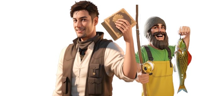 Charaktere aus einem Slot-Spiel im Demo-Modus